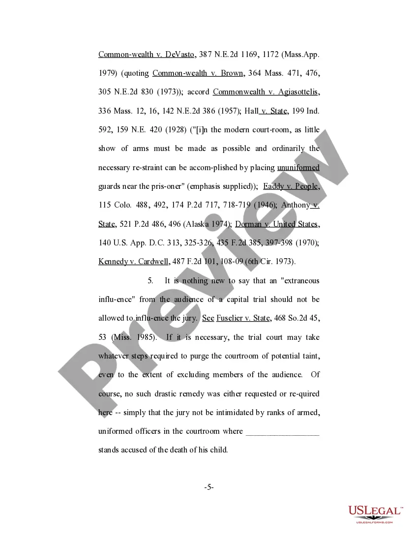 Get Motion to Preclude the Sheriff's Department from Bringing Defendant Into Court in Shackles, and to Limit Number of Uniformed Officers in Courtroom Preview Motion to Preclude the Sheriff's Department from Bringing Defendant Into Court in Shackles, and to Limit Number of Uniformed Officers in Courtroom