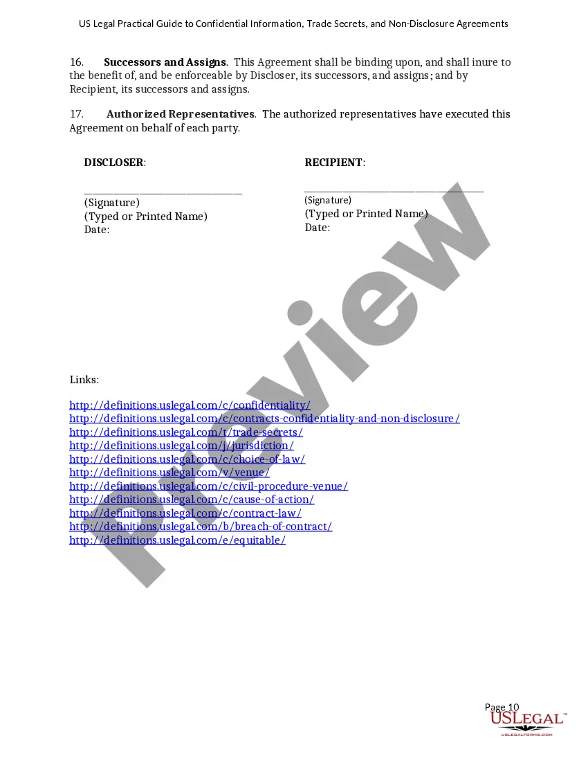 Get USLegal Practical Guide to Confidential Information, Trade Secrets and NonDisclosure Agreements Preview USLegal Practical Guide to Confidential Information, Trade Secrets and NonDisclosure Agreements
