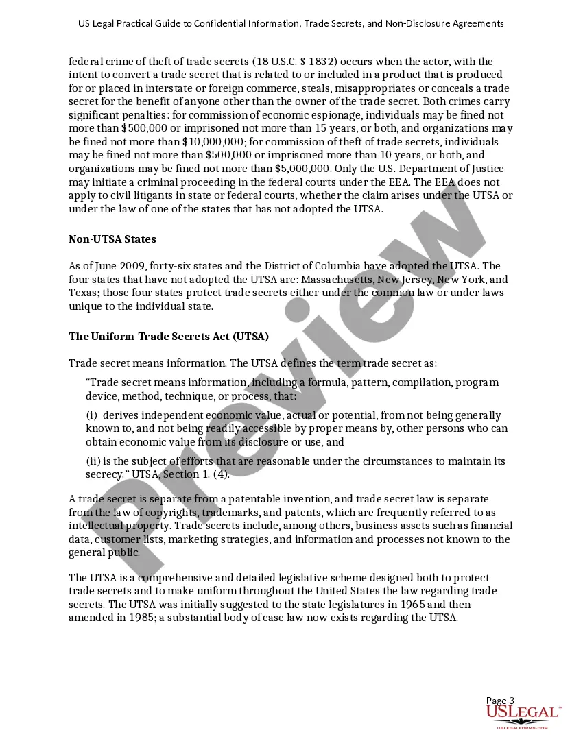 Get USLegal Practical Guide to Confidential Information, Trade Secrets and NonDisclosure Agreements Preview USLegal Practical Guide to Confidential Information, Trade Secrets and NonDisclosure Agreements