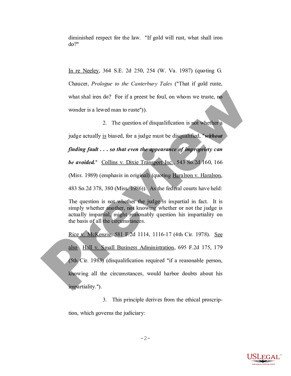 page 1 Motion for Disclosure of Any Possible Basis of Judicial Recusal preview