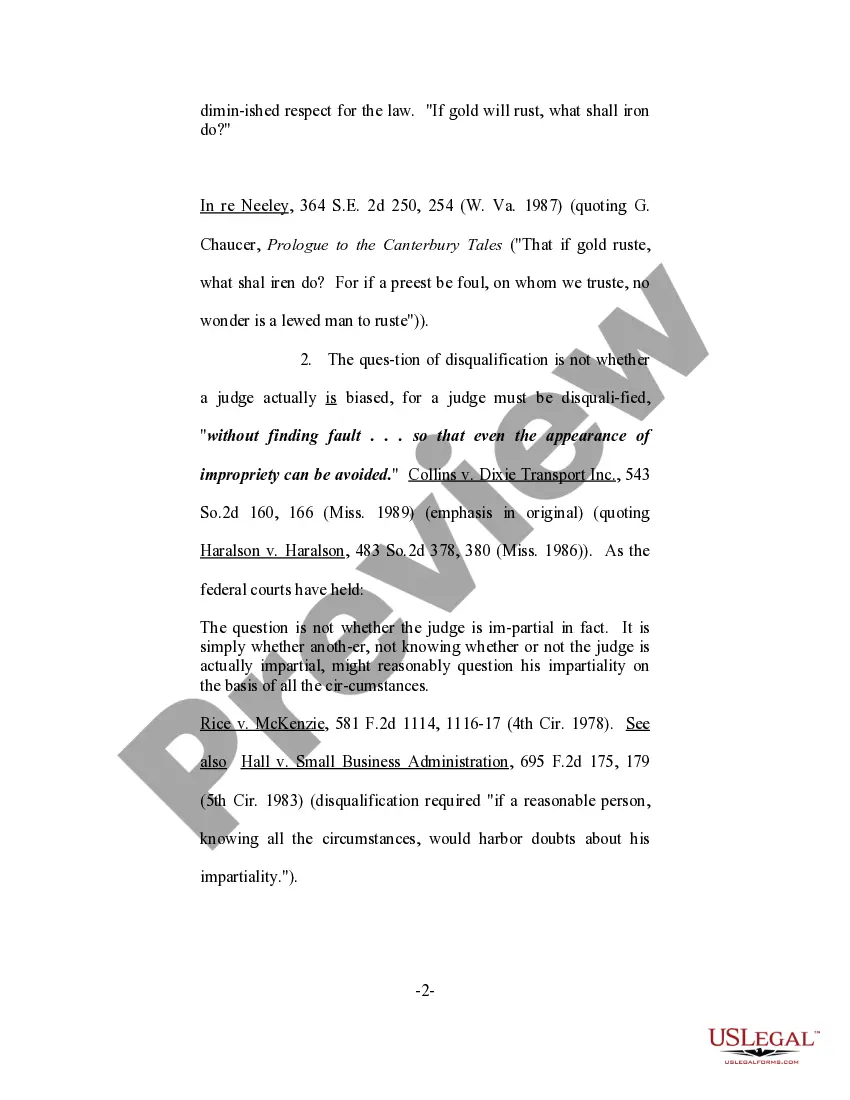 Get Motion for Disclosure of Any Possible Basis of Judicial Recusal Preview Motion for Disclosure of Any Possible Basis of Judicial Recusal