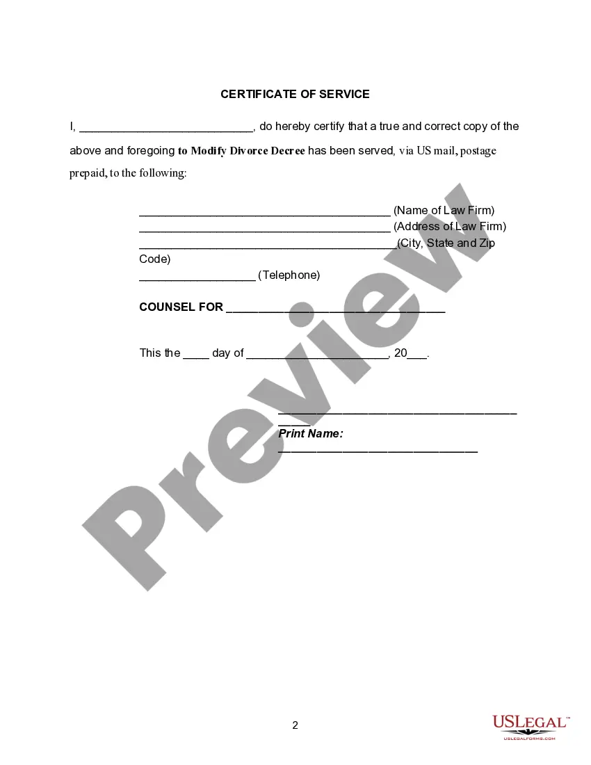 Get Motion to Modify or Amend Divorce Decree to Provide for Increase in Amount of Child Support Preview Motion to Modify or Amend Divorce Decree to Provide for Increase in Amount of Child Support