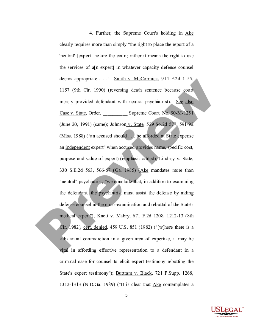 page 4 Ex Parte Motion for Funds for Expert Assistance in the Fields of Psychiatry - Psychology and Mitigation Investigation preview