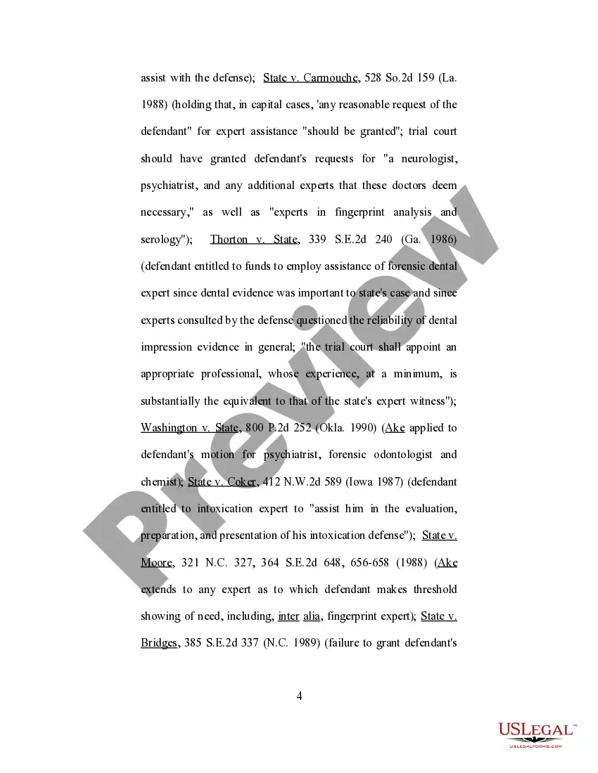 Get Ex Parte Motion for Funds for Expert Assistance in the Fields of Psychiatry - Psychology and Mitigation Investigation Preview Ex Parte Motion for Funds for Expert Assistance in the Fields of Psychiatry - Psychology and Mitigation Investigation