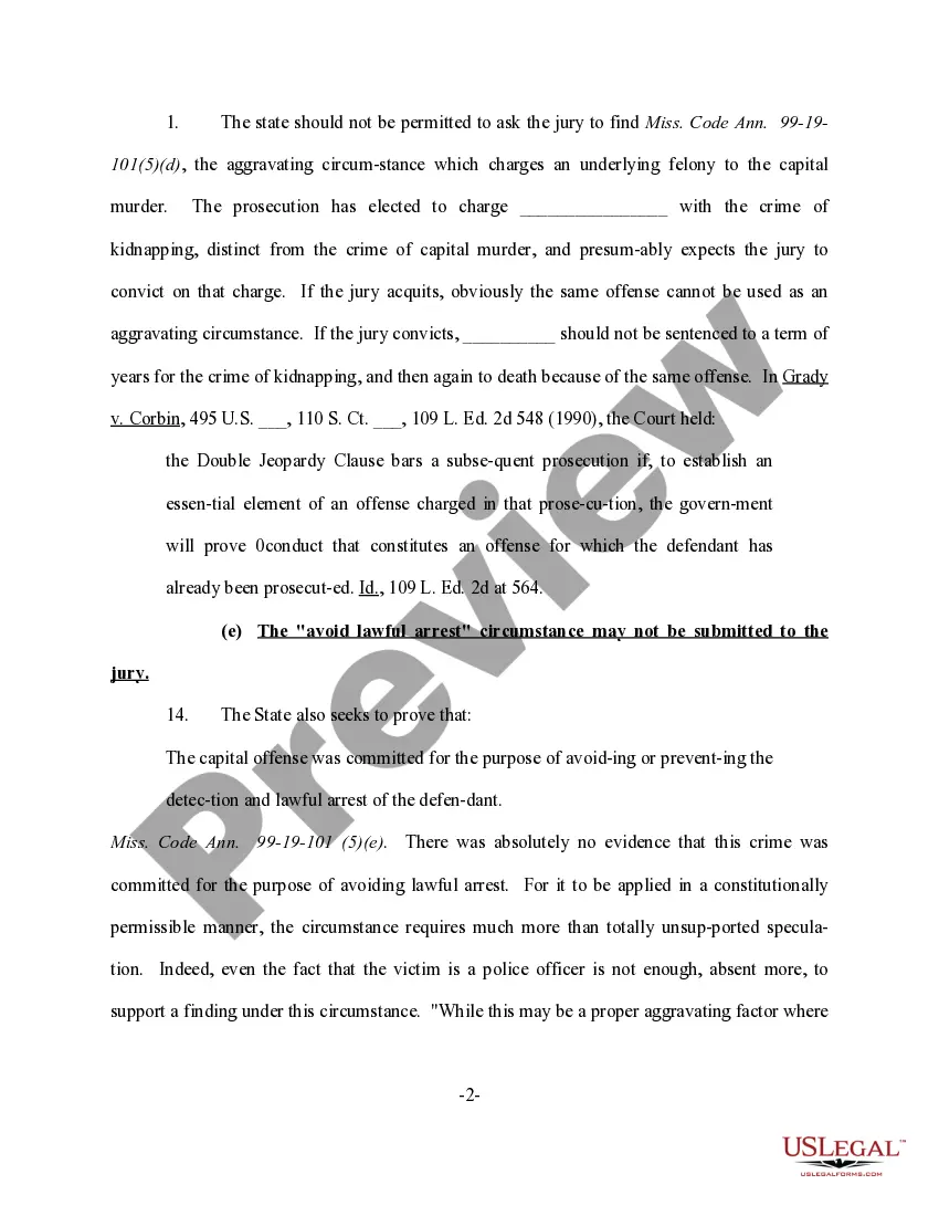 Get Motion to Bar Use of Certain Aggravating Circumstances Preview Motion to Bar Use of Certain Aggravating Circumstances
