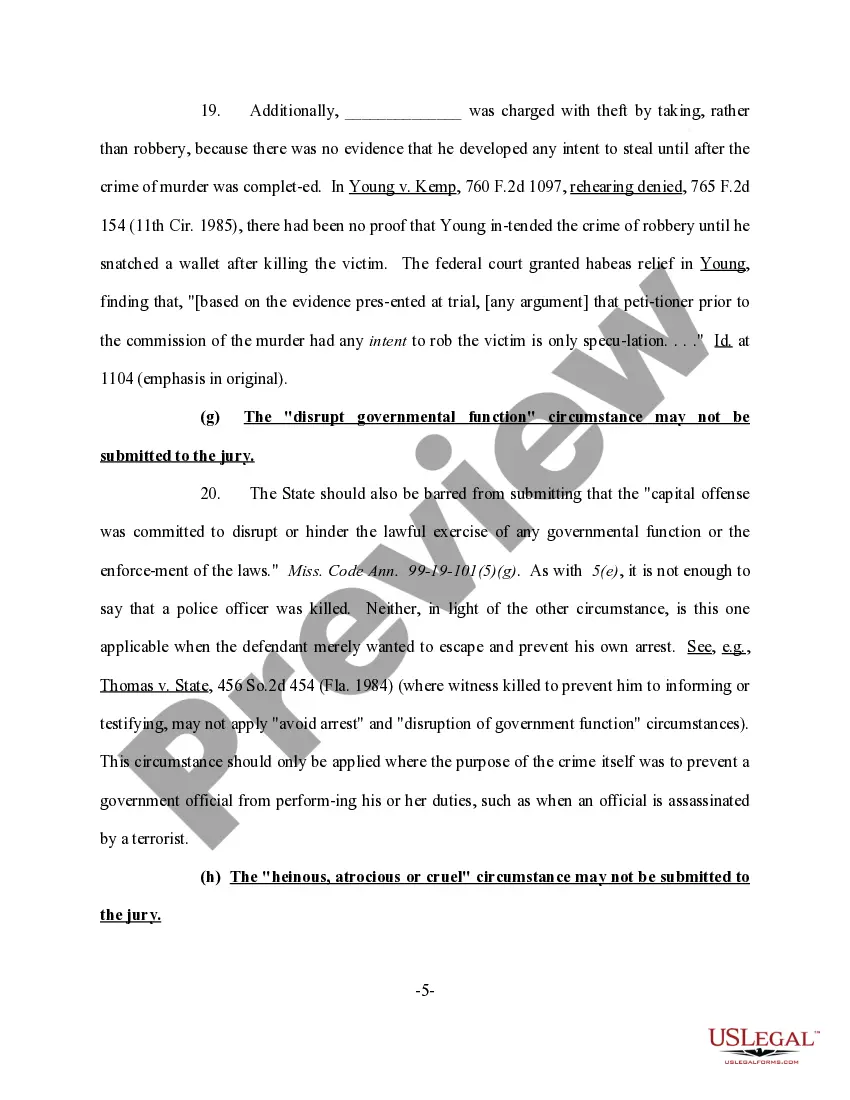 Get Motion to Bar Use of Certain Aggravating Circumstances Preview Motion to Bar Use of Certain Aggravating Circumstances