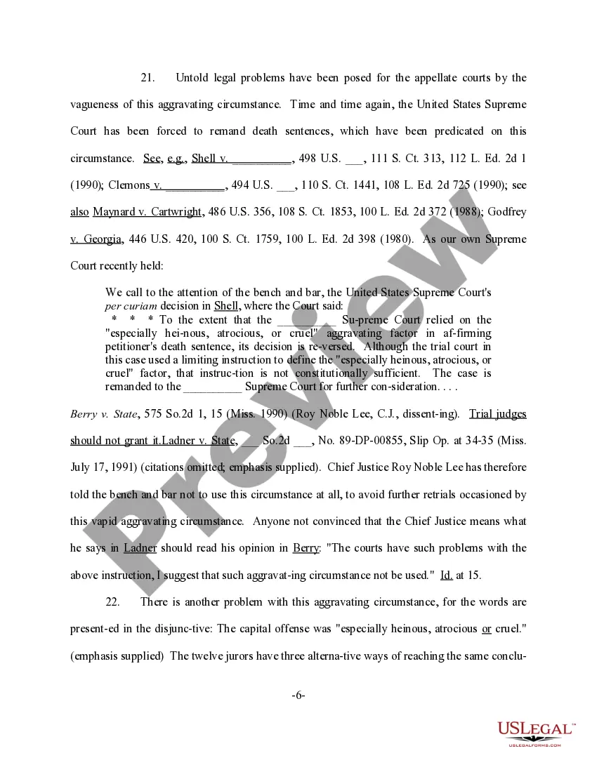 Get Motion to Bar Use of Certain Aggravating Circumstances Preview Motion to Bar Use of Certain Aggravating Circumstances