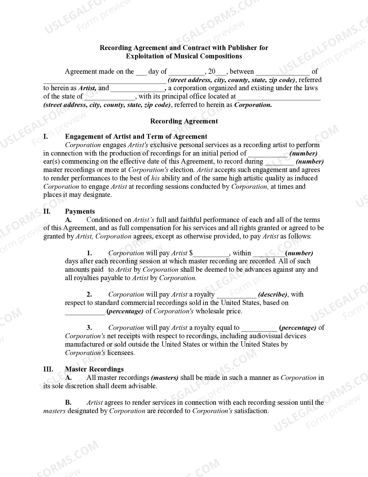 Standard Recording Contracts