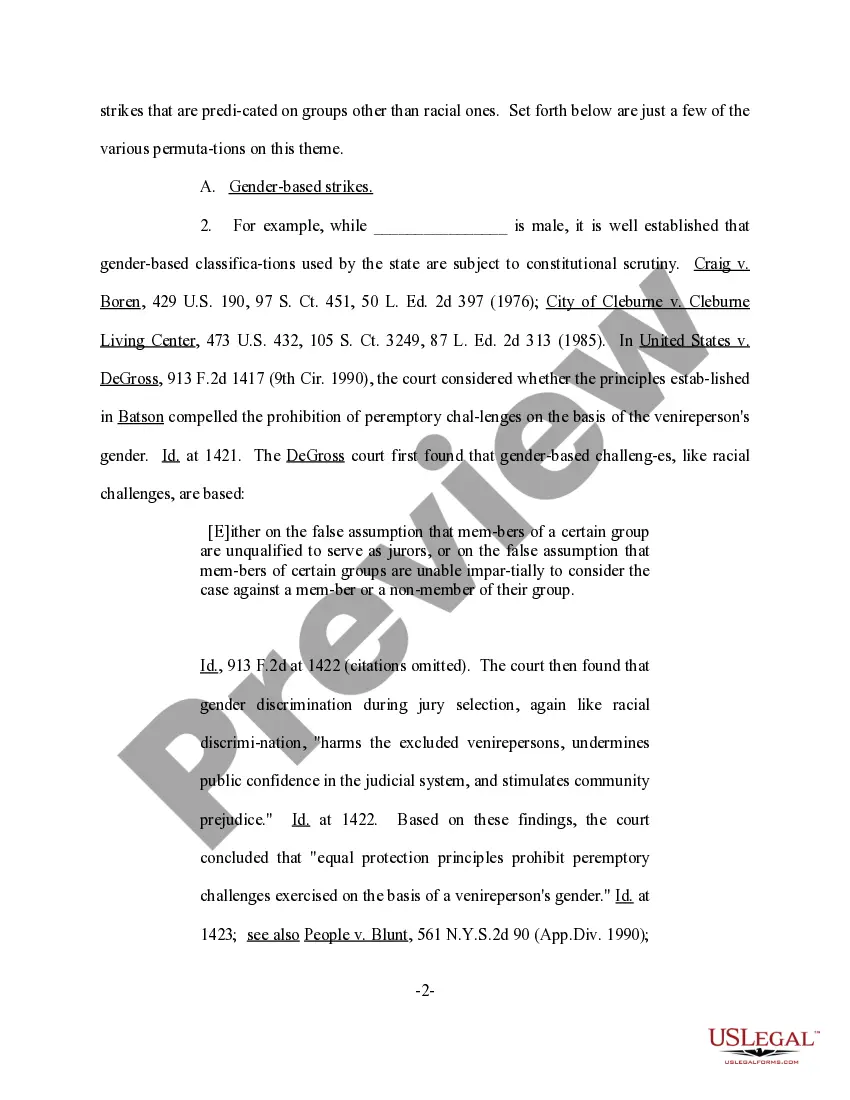 Preview Motion to Preclude the Prosecution from Using Peremptory Challenges to Exclude Black Persons and Members of Other Groups