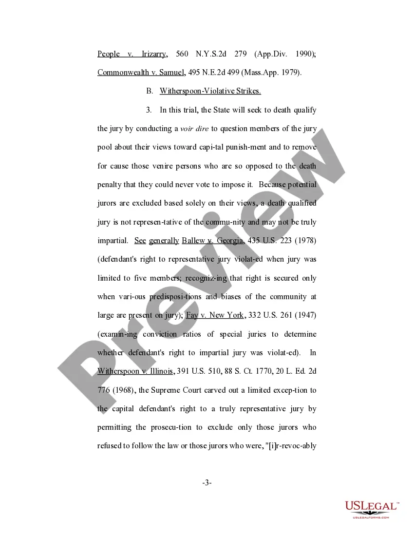 Preview Motion to Preclude the Prosecution from Using Peremptory Challenges to Exclude Black Persons and Members of Other Groups