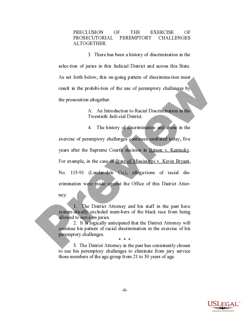 Preview Motion to Preclude the Prosecution from Using Peremptory Challenges to Exclude Black Persons and Members of Other Groups