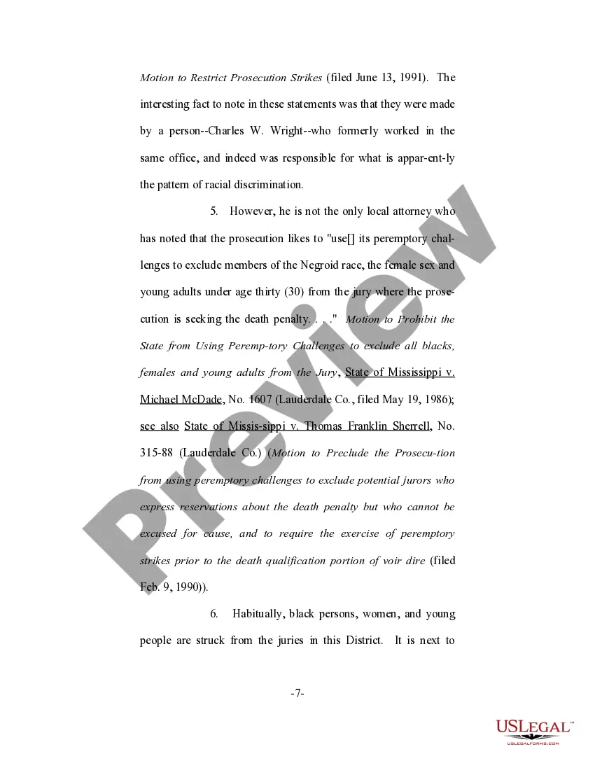 Preview Motion to Preclude the Prosecution from Using Peremptory Challenges to Exclude Black Persons and Members of Other Groups