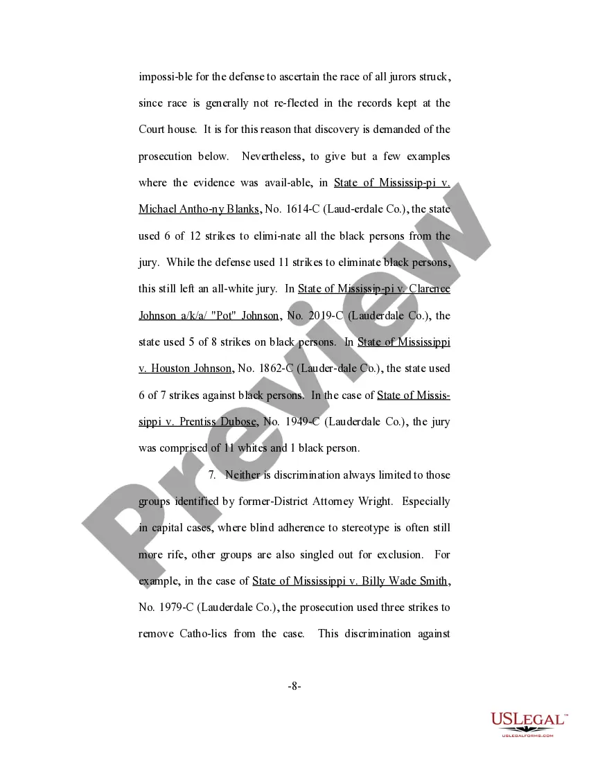 Preview Motion to Preclude the Prosecution from Using Peremptory Challenges to Exclude Black Persons and Members of Other Groups