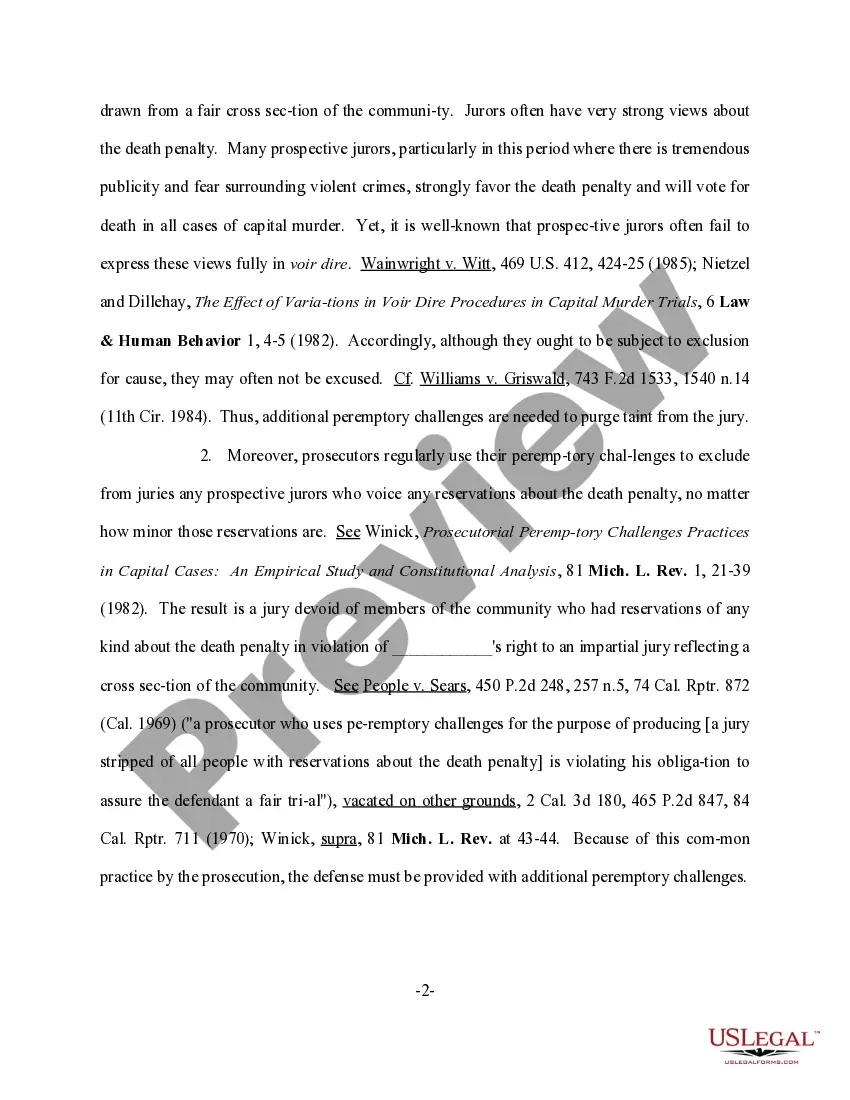 Get Motion for Additional Peremptory Challenges Preview Motion for Additional Peremptory Challenges