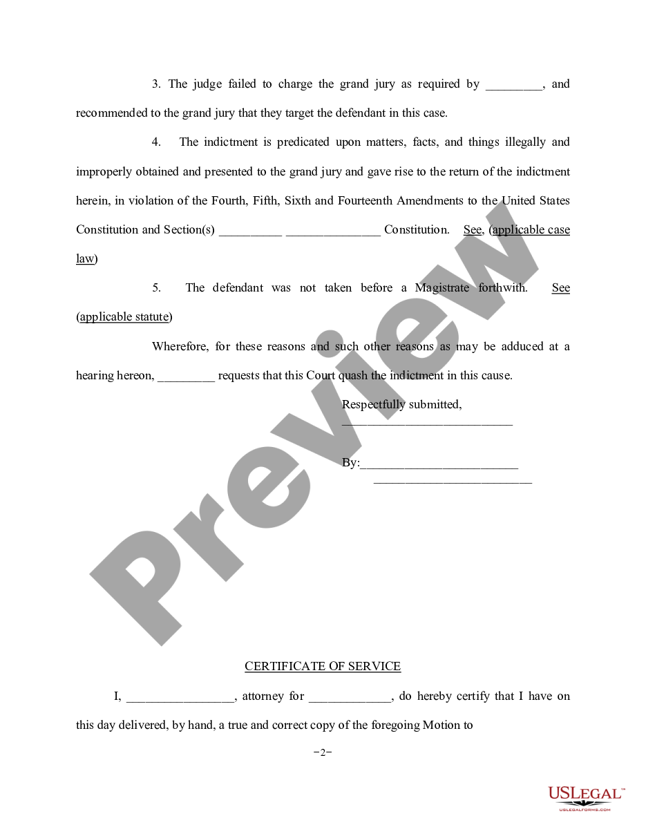 page 1 Motion to Quash Indictment preview