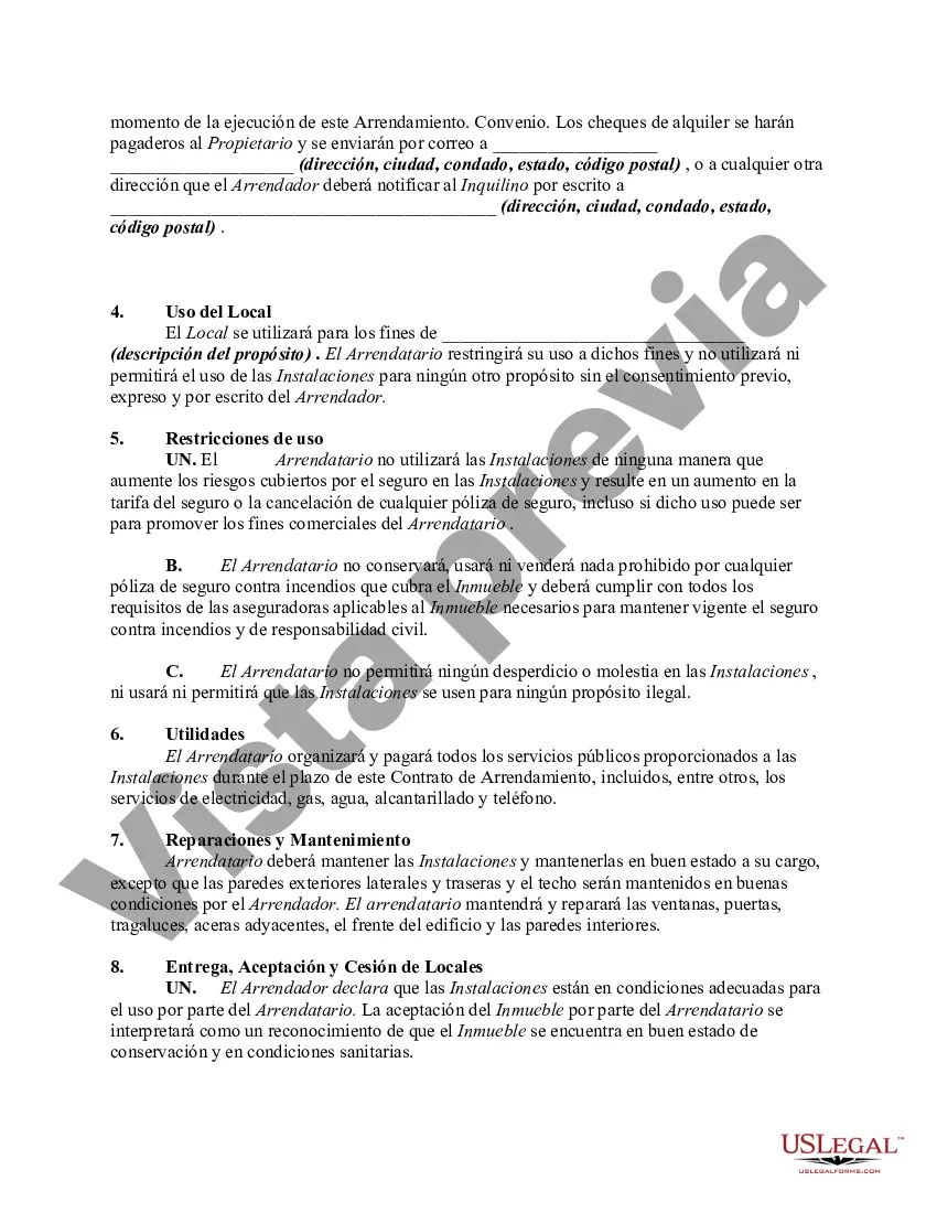 Preview Contrato de arrendamiento de alquiler para negocios