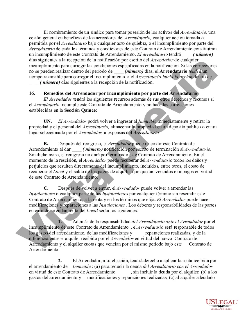 Preview Contrato de arrendamiento de alquiler para negocios