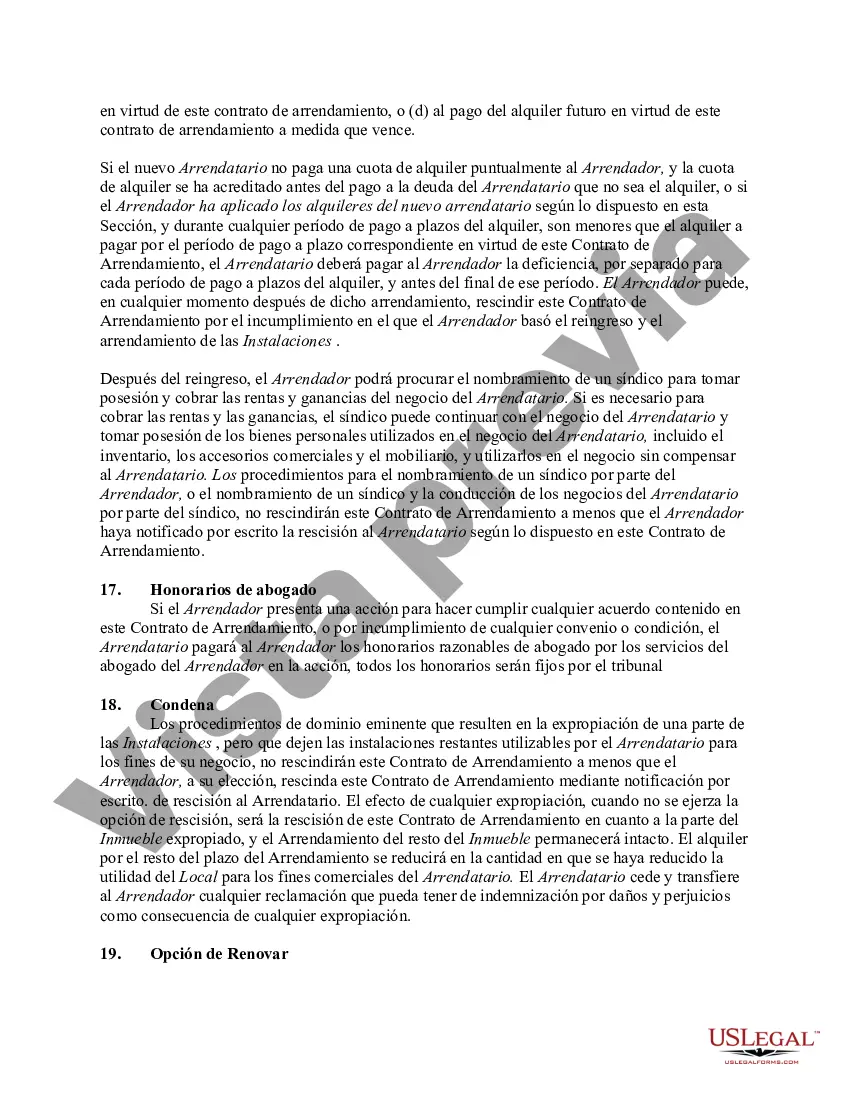 Preview Contrato de arrendamiento de alquiler para negocios