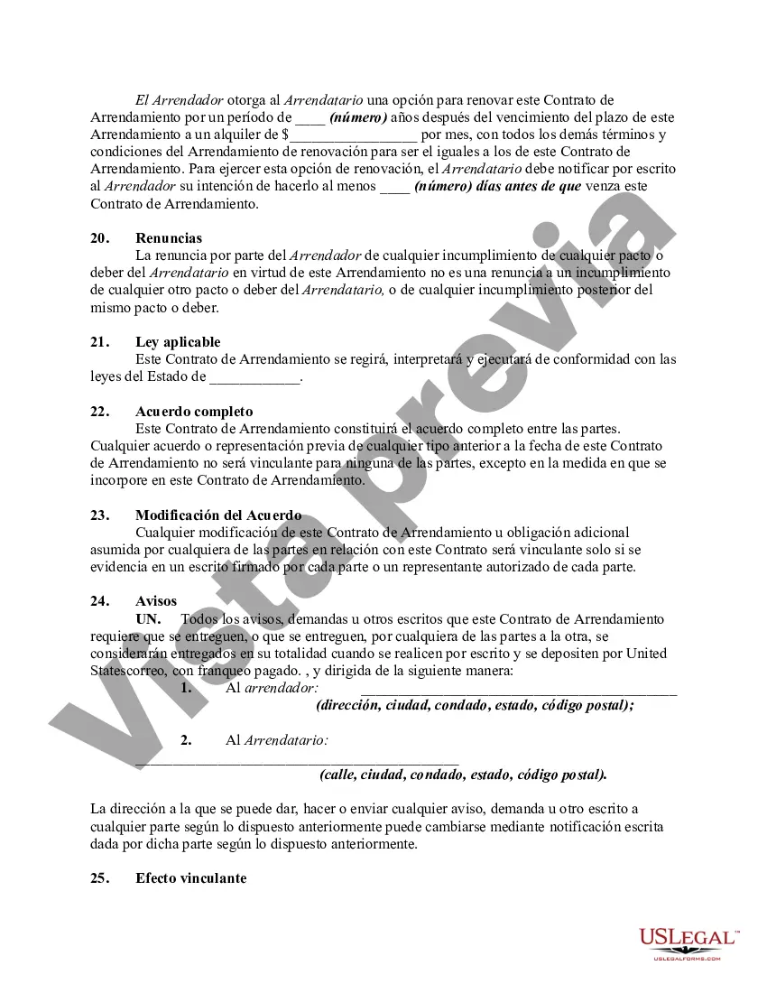 Preview Contrato de arrendamiento de alquiler para negocios