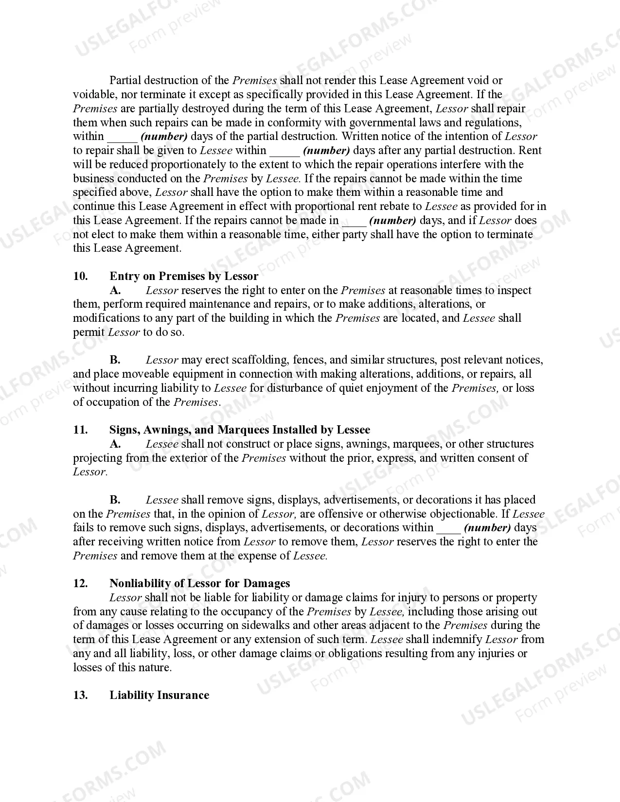 Preview Lease of Business Premises - Real Estate Rental