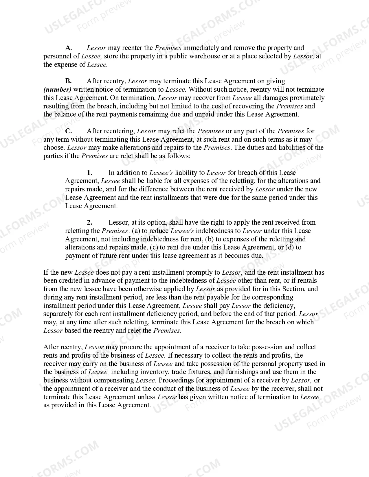 Preview Lease of Business Premises - Real Estate Rental