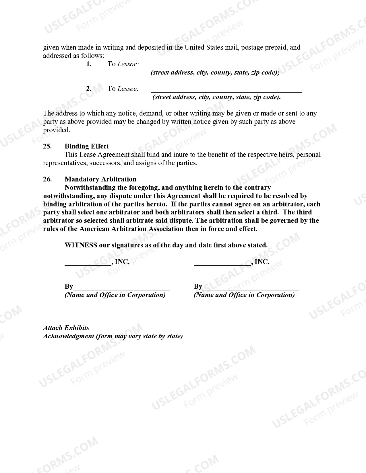 Preview Lease of Business Premises - Real Estate Rental