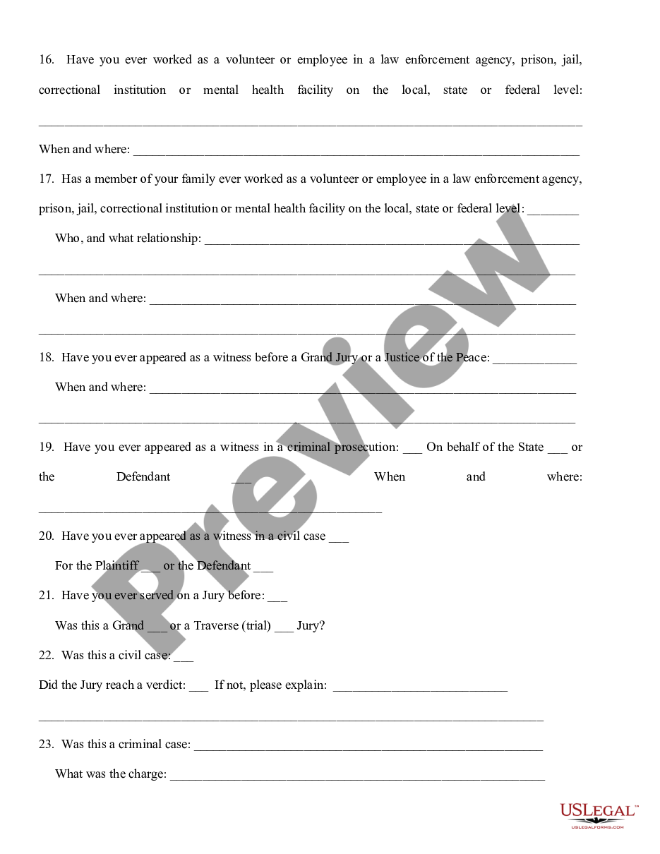 page 4 Important Juror Questionnaire preview