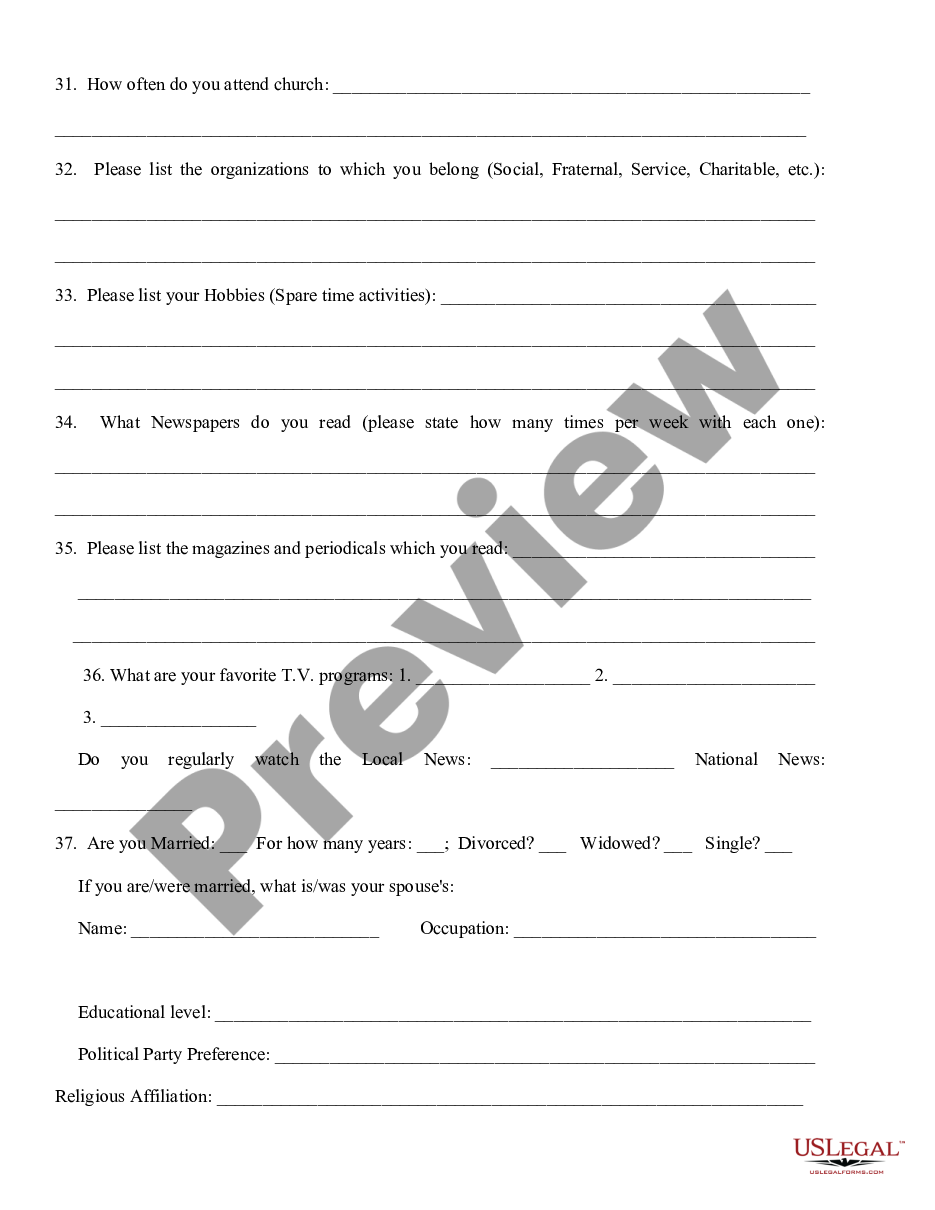 page 6 Important Juror Questionnaire preview