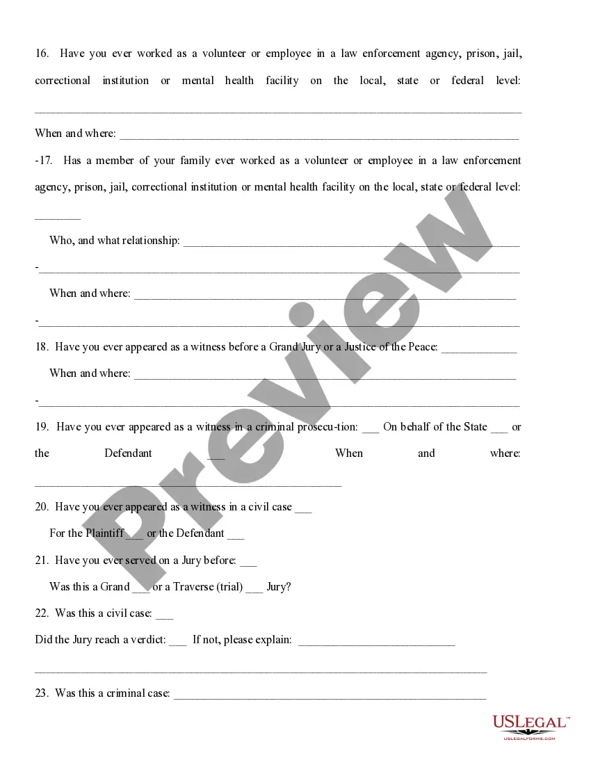 Get Important Juror Questionnaire Preview Important Juror Questionnaire