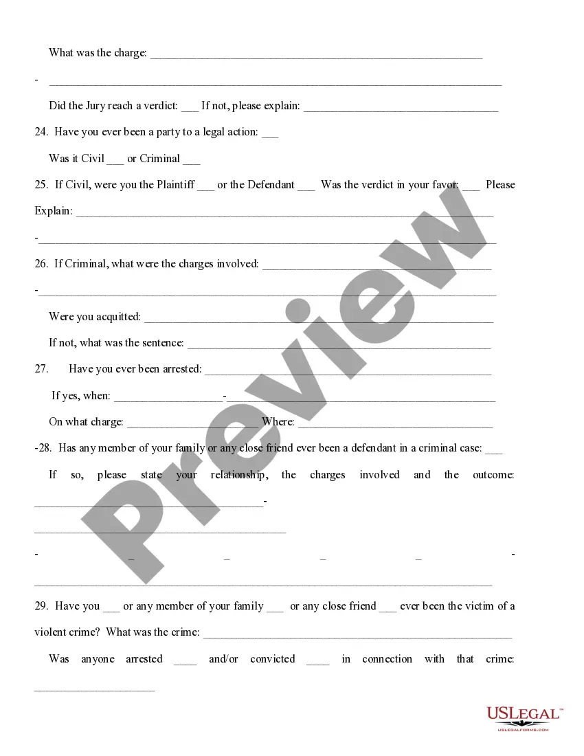 Get Important Juror Questionnaire Preview Important Juror Questionnaire