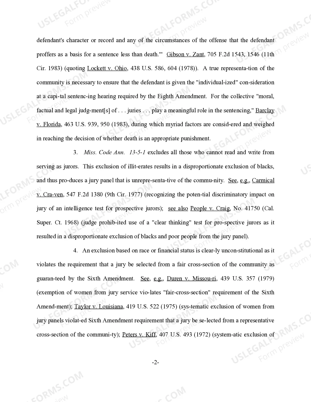 Preview Motion to Declare Unconstitutional the Discriminatory Exclusion of Illiterates from the Jury