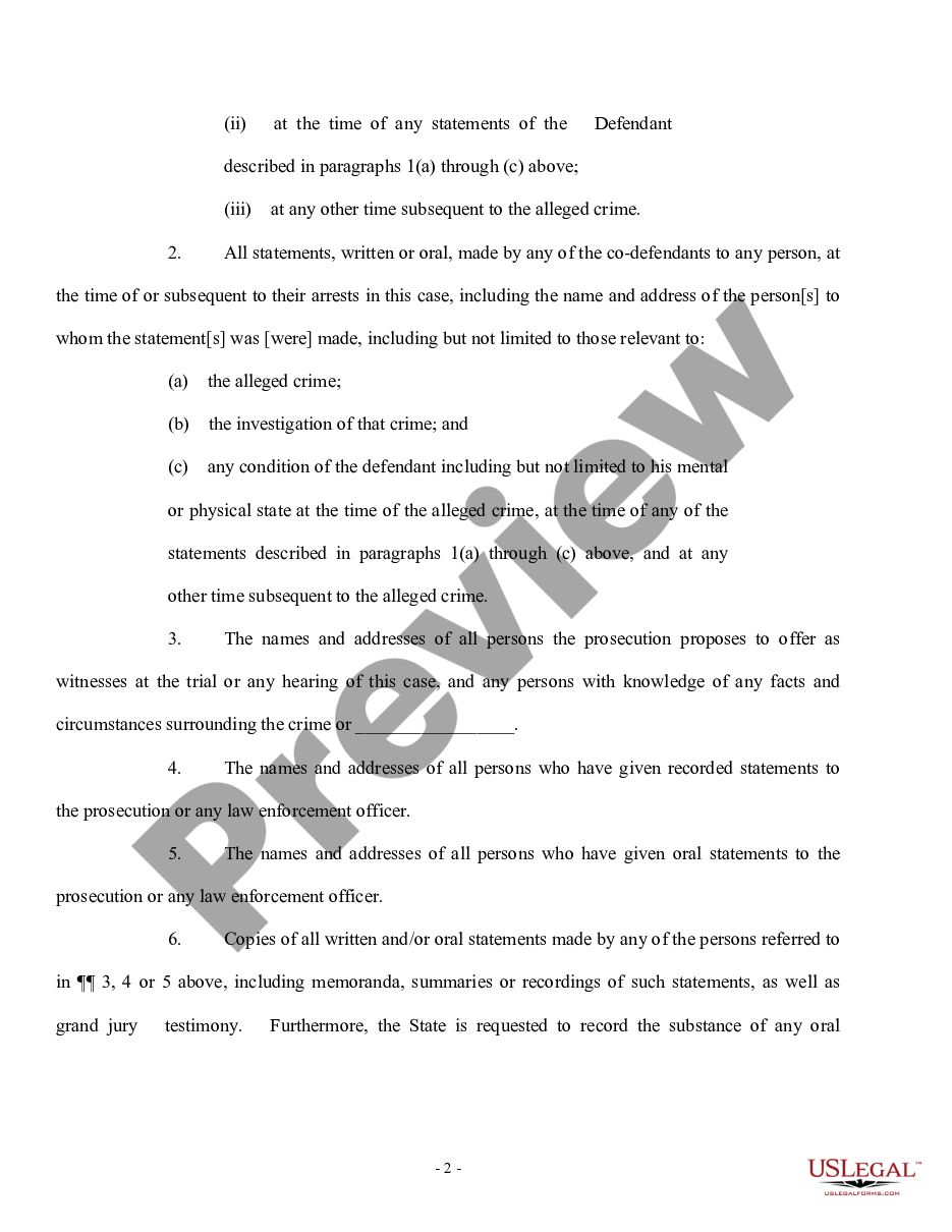 page 1 Motion for Discovery of Information Necessary to Receive a Fair Trial preview