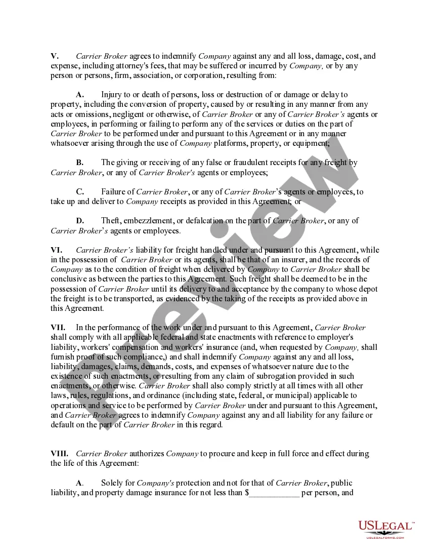 Preview Exclusive Shipping Agreement Between Licensed Transportation Broker and Organization