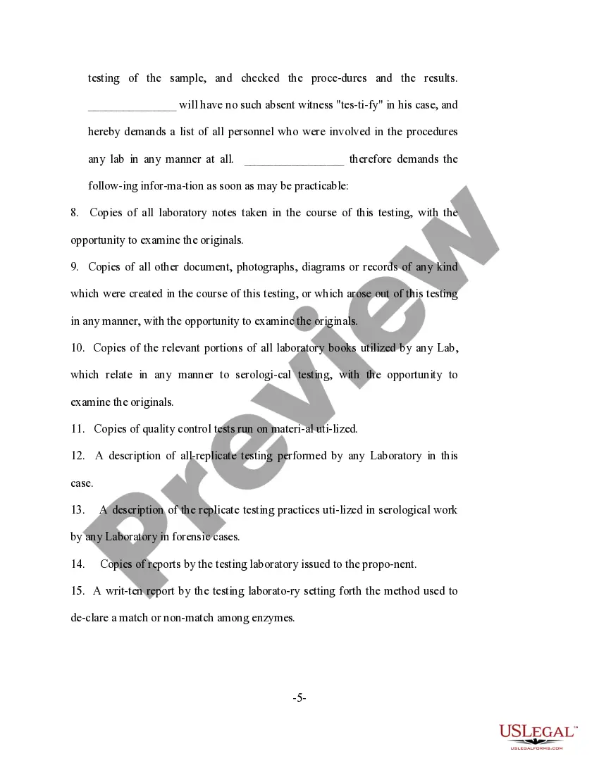 Get Motion for Discovery of Information Regarding State Experts Preview Motion for Discovery of Information Regarding State Experts
