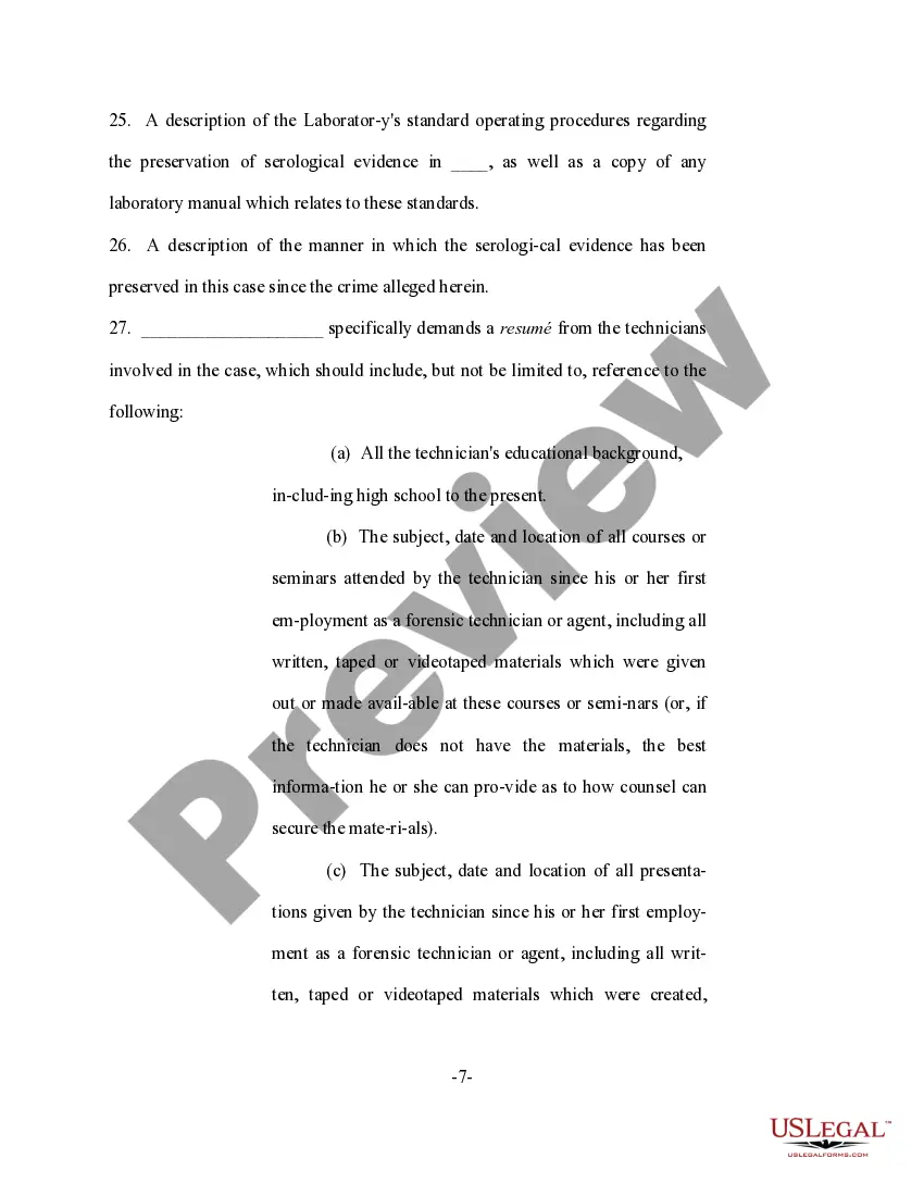 Get Motion for Discovery of Information Regarding State Experts Preview Motion for Discovery of Information Regarding State Experts
