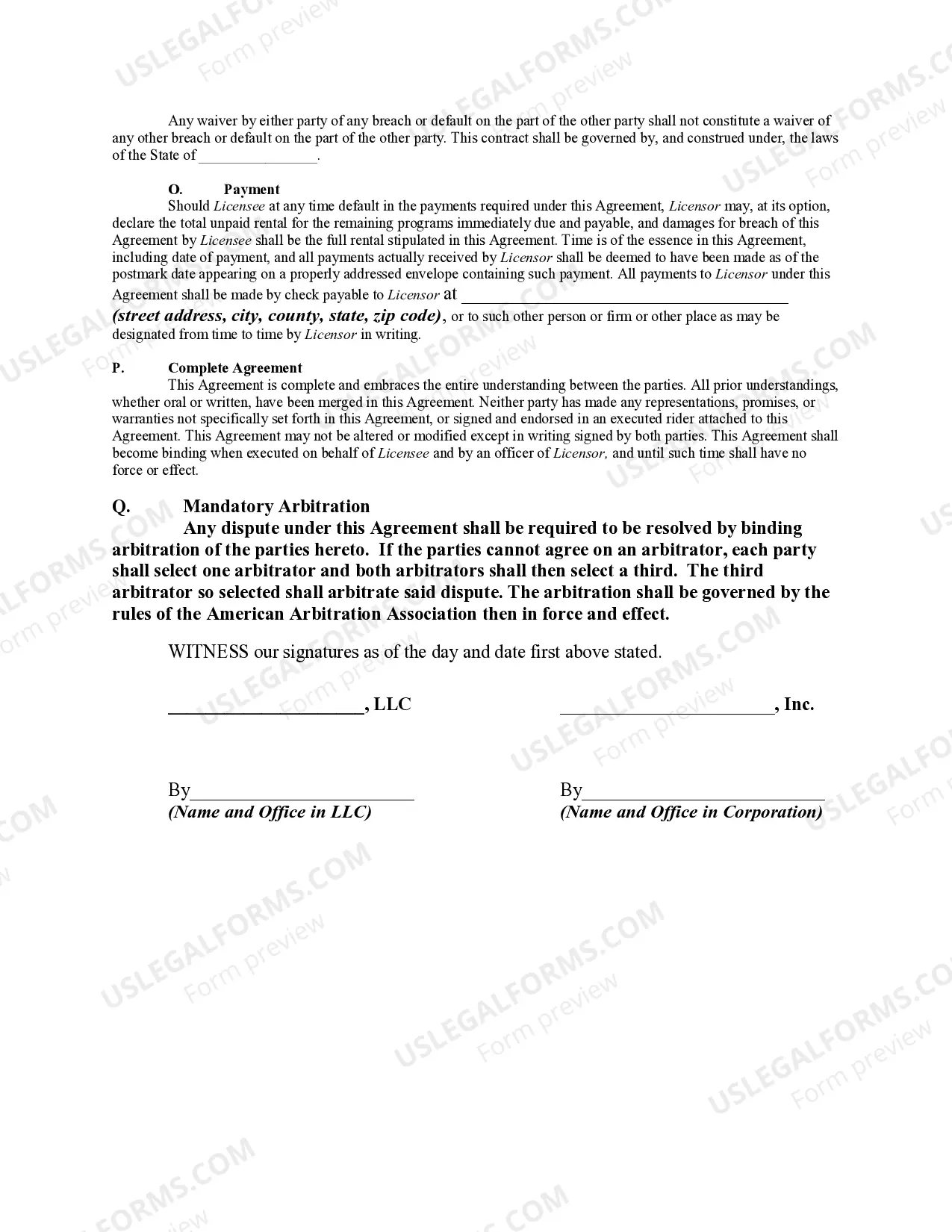 Preview License Agreement for Exhibition by Radio Station of Syndicated Radio Show
