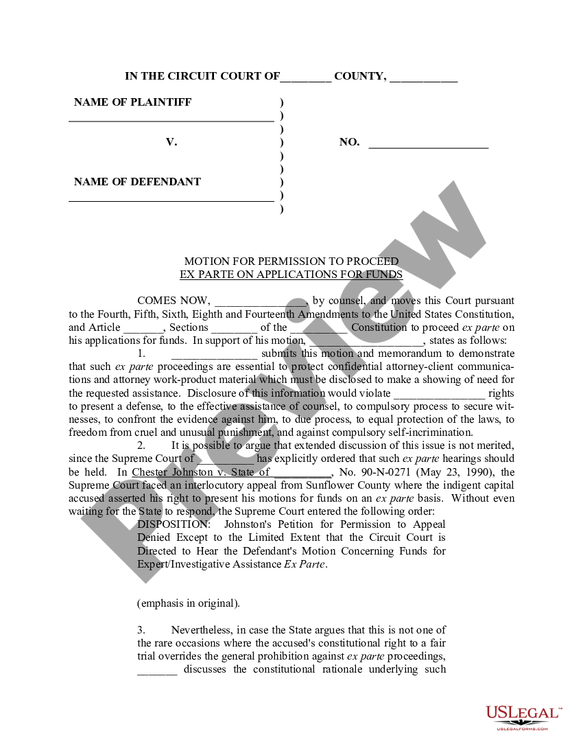 Motion For Ex Parte Order To Compel And Other Relief Us Legal Forms