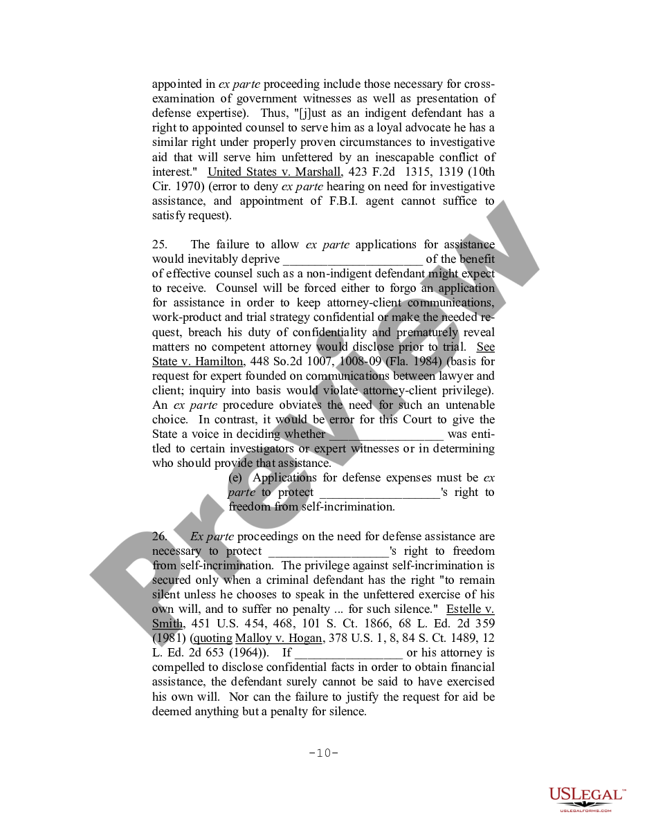 page 9 Motion for Permission to Proceed Ex Parte on Applications for Funds preview