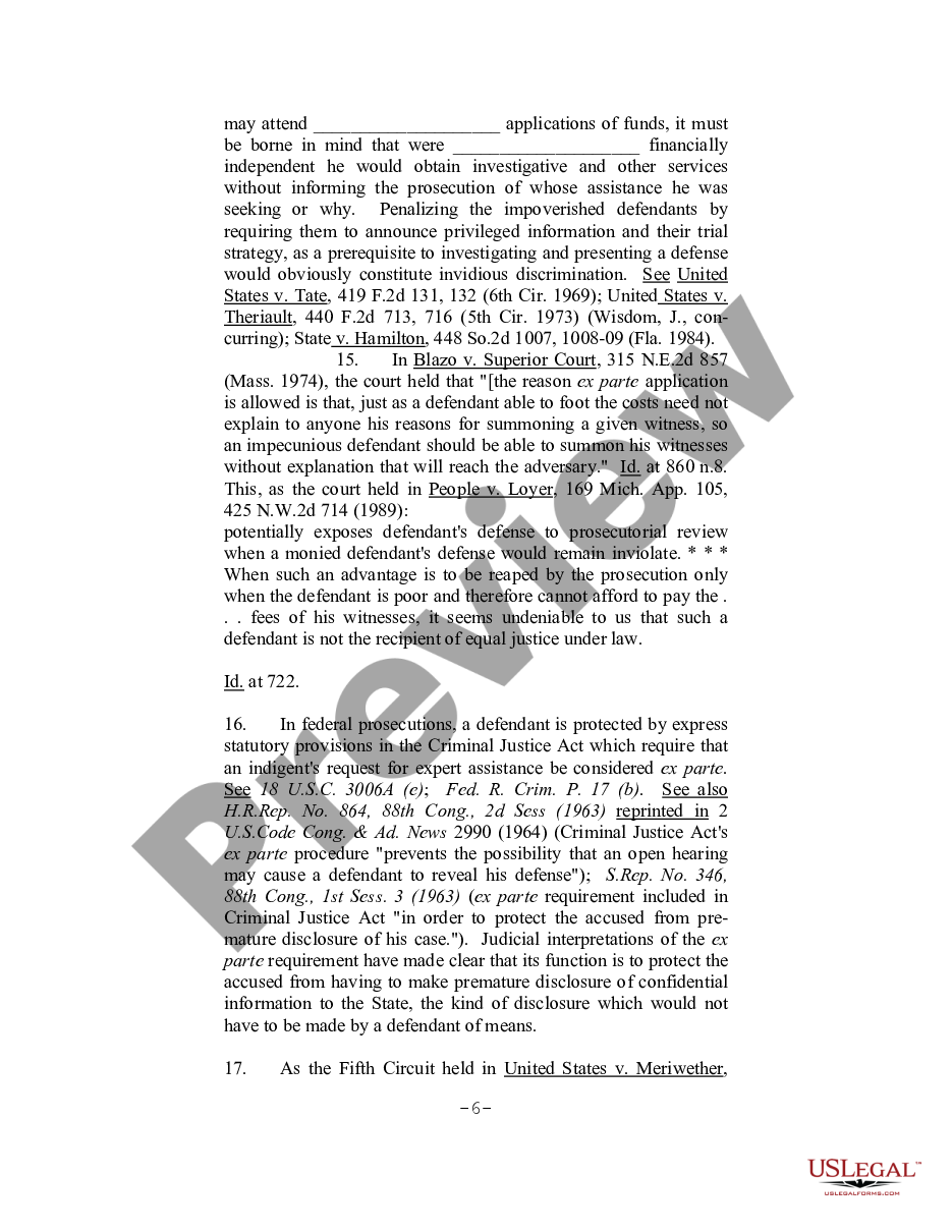 page 5 Motion for Permission to Proceed Ex Parte on Applications for Funds preview