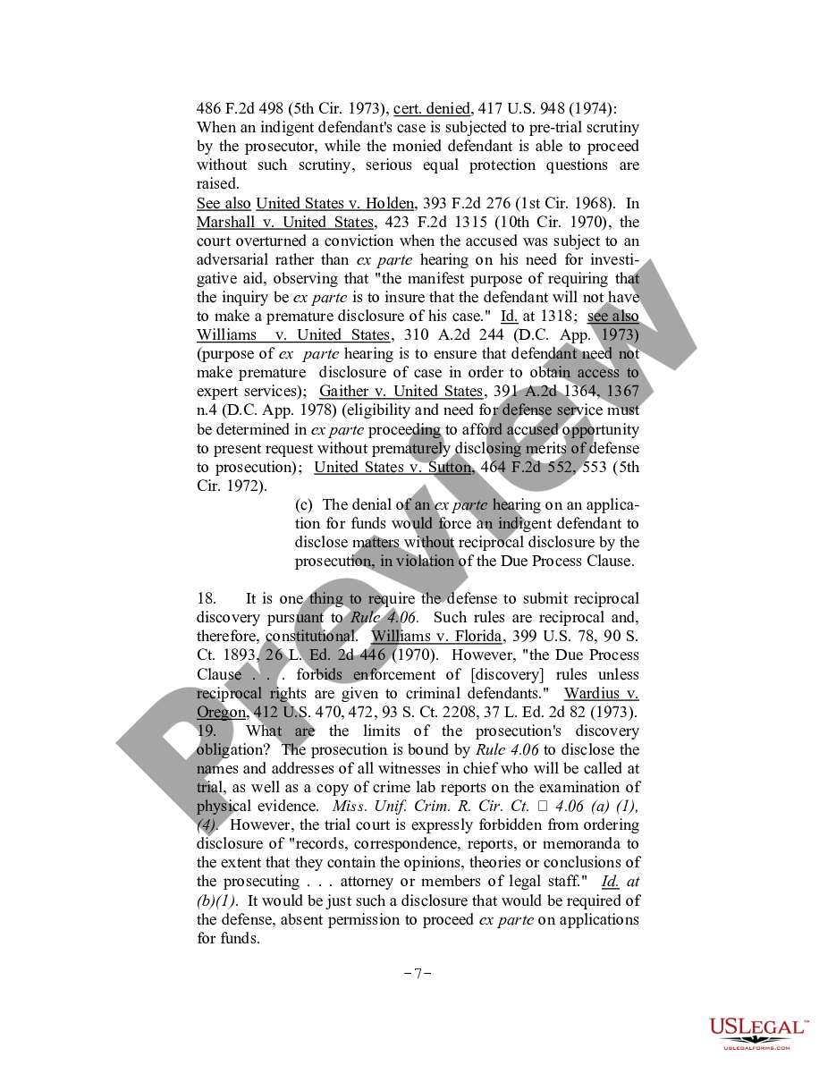 page 6 Motion for Permission to Proceed Ex Parte on Applications for Funds preview