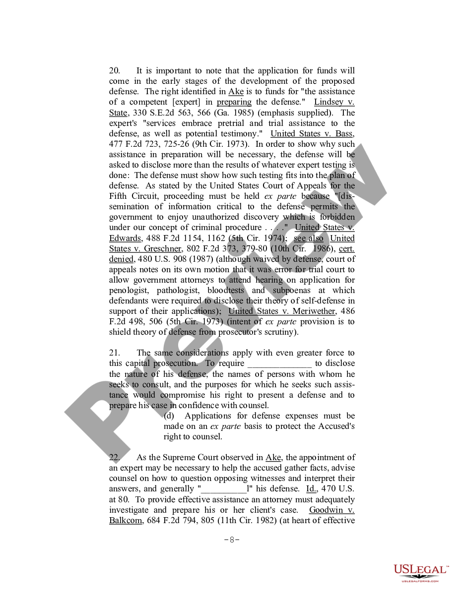 page 7 Motion for Permission to Proceed Ex Parte on Applications for Funds preview