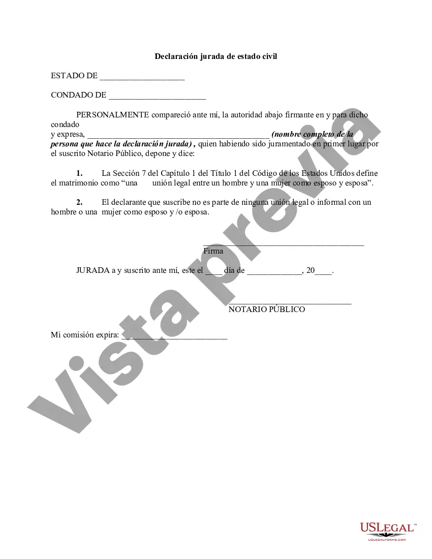 Preview Declaración Jurada de Estado Civil - Soltero