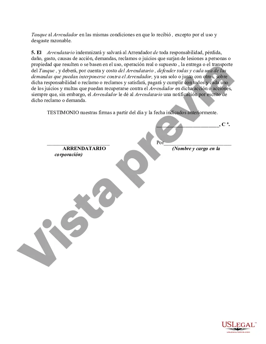 Preview Acuerdo para alquilar un tanque de inmersión e indemnizar al propietario