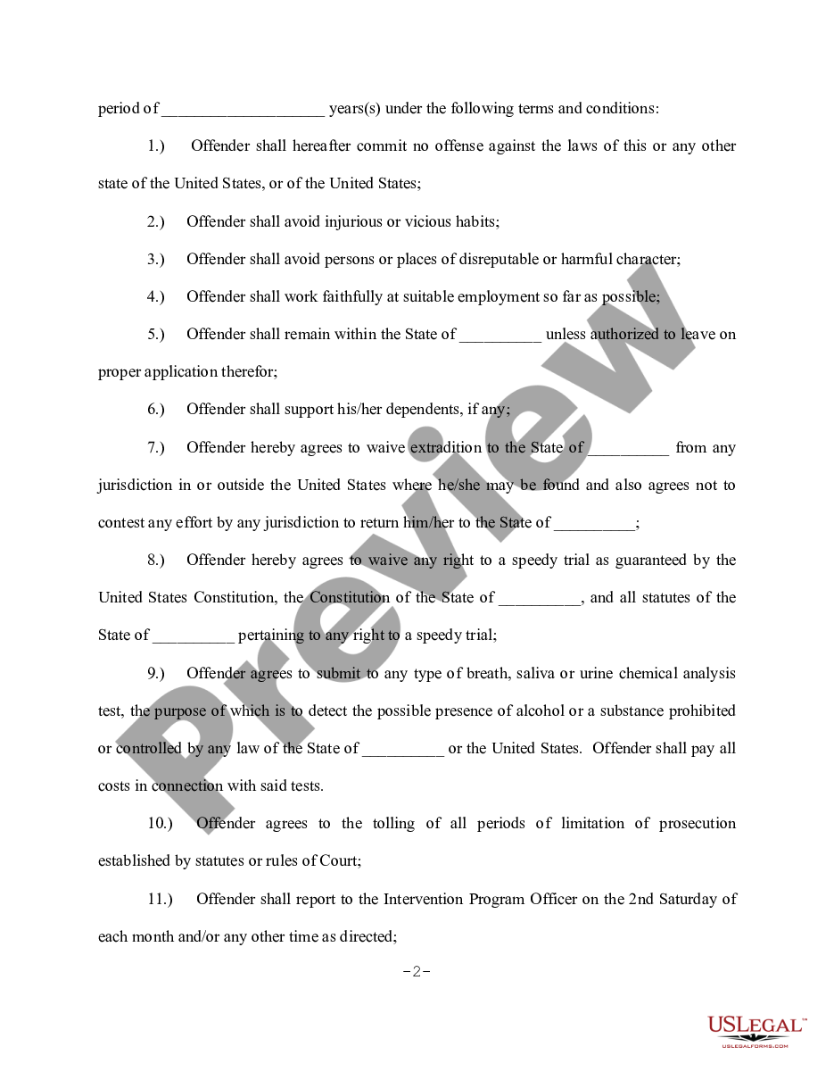 form Pretrial Intervention Agreement preview