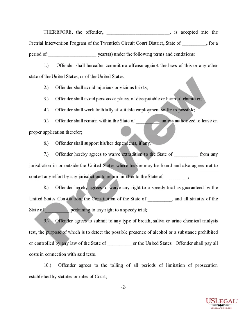 Get Pretrial Intervention Agreement Preview Pretrial Intervention Agreement