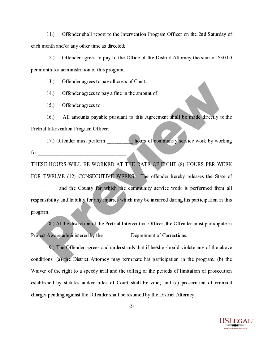 Get Pretrial Intervention Agreement Preview Pretrial Intervention Agreement