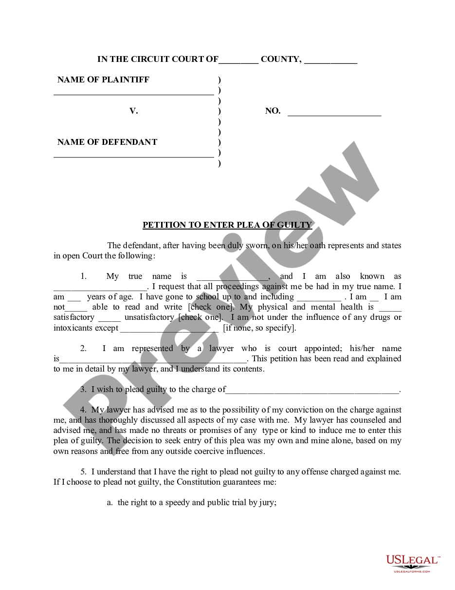 page 0 Petition to Enter Plea of Guilty preview