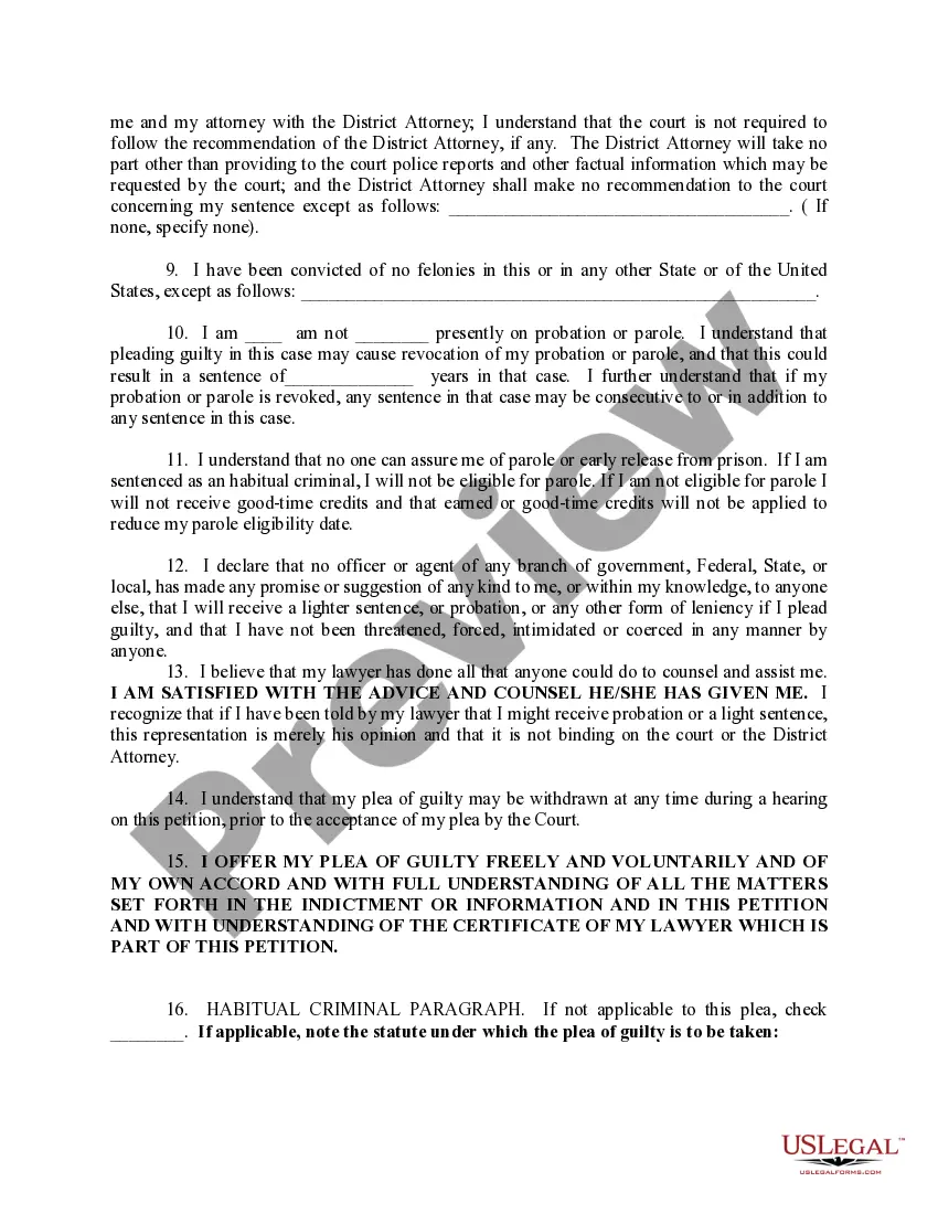 Get Petition to Enter Plea of Guilty Preview Petition to Enter Plea of Guilty