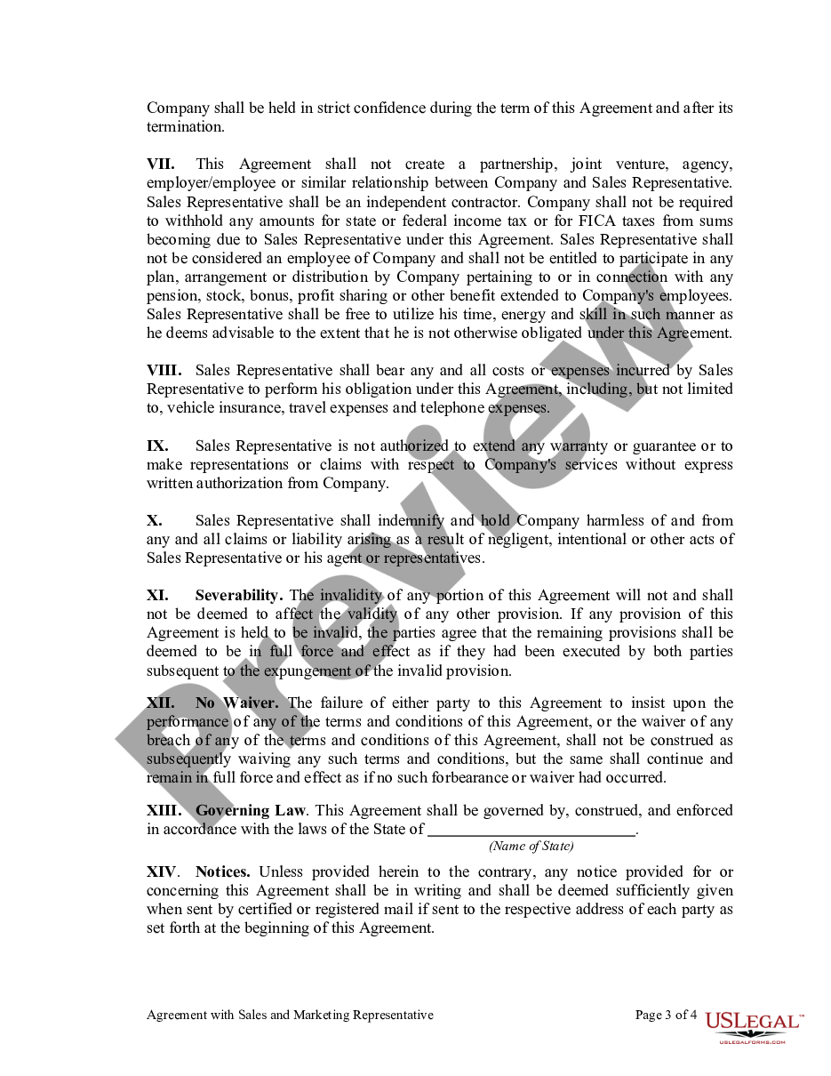 page 2 Agreement with Sales and Marketing Representative preview