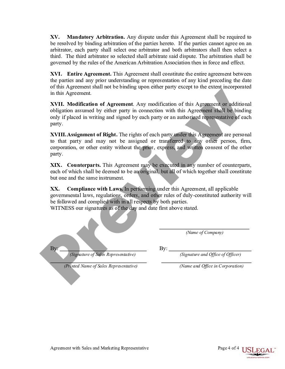 page 3 Agreement with Sales and Marketing Representative preview